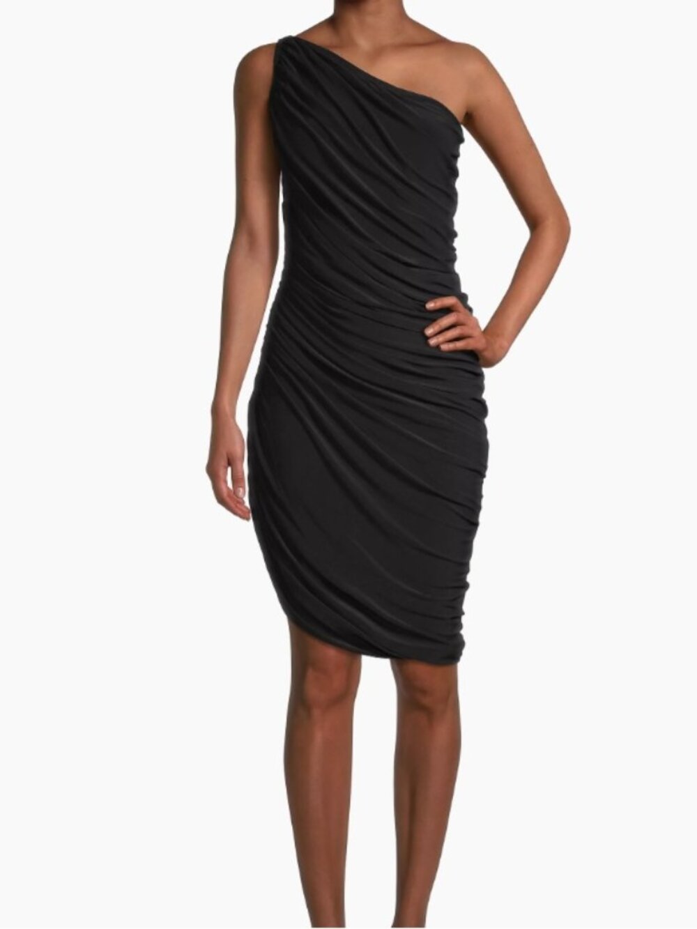 NWT Norma Kamali One Shoulder Ruched Mini Dress Size L (40)